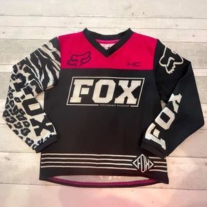 Girls Fox Motocross Racing Jersey:  Size KS in Pink, Black, & White Cheetah